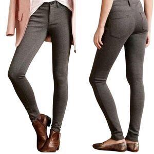 Anthropologie PILCRO dark Gray Knit HEATHERED PONTE LEGGINGS Skinny Pant…